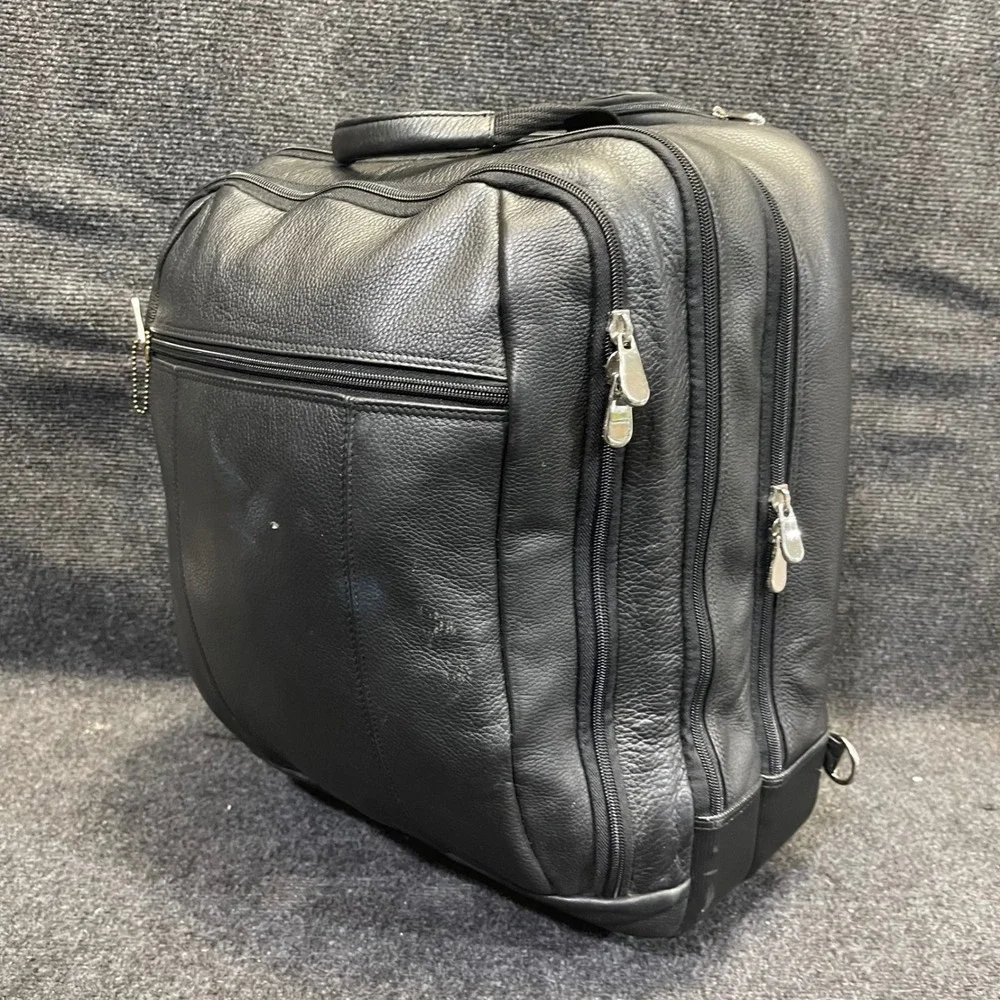 Wilsons Leather Pelle Studio Rolling Laptop Bag Black Briefcase Carry On Luggage